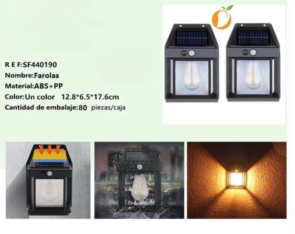 Lampara foco solar con sensor de movimiento farol de luz