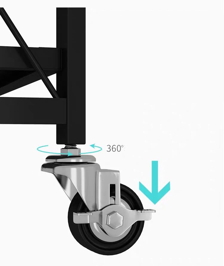 Estante mueble plegable de cuatro pisos con ruedas de almacenamiento metal