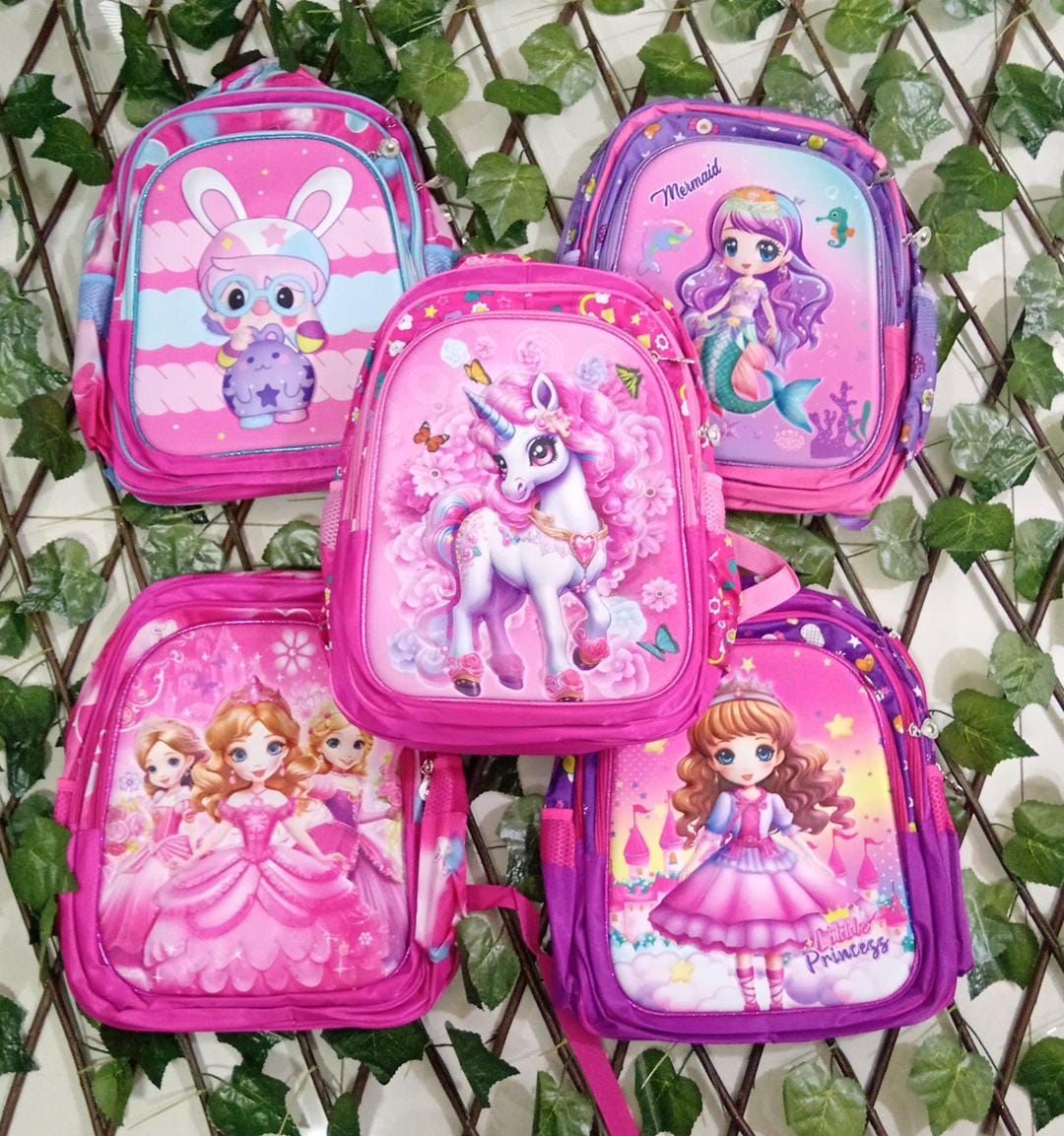 Mochila de niños 3 en 1 lonchera cartuchera kawai oficio varios diseños