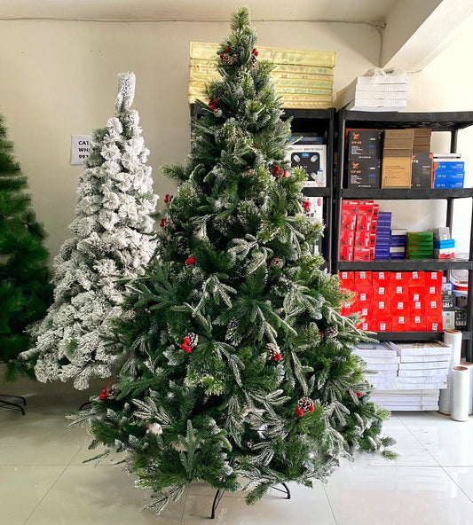Árbol navidad navideño Mixto con nieve Premium 1.80m con cerezas coposo SP919-180