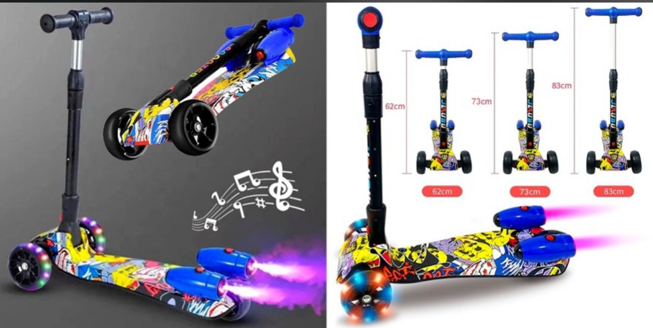 Scooter botahumo grafiti con luces plegable