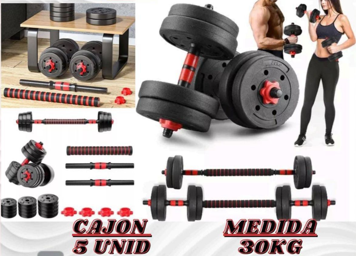 Set de pesas 30kg mancuernas ajustables con barra