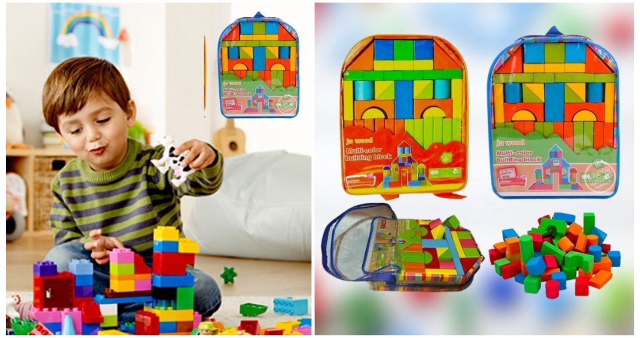 Mochila didáctica de madera para niño(a)s bloque didáctico