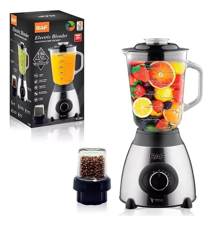 Licuadora RAF R.295 vaso de vidrio 2 en 1 con moledor