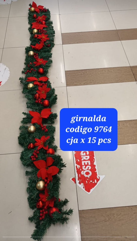 Guirnalda navideña con decoración rama gruesa 3 metros 9764