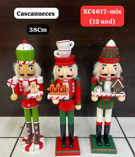 Cascanueces soldados de madera Altura 38CM decoración de navidad CLXC4617-MIX