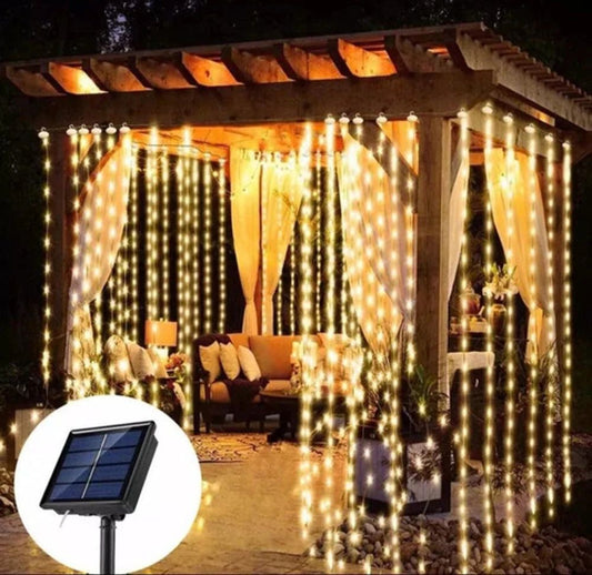 Luces led navidad cortina solar de 3mx3m con panel solar SNSD12035