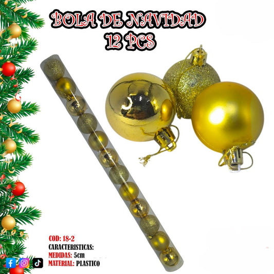 Bola de navidad decoración 5cm diametro tubox12 varios colores DD18-2