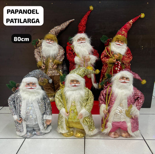 Papa noel patilarga 80cm vestimenta brillante CLY00094