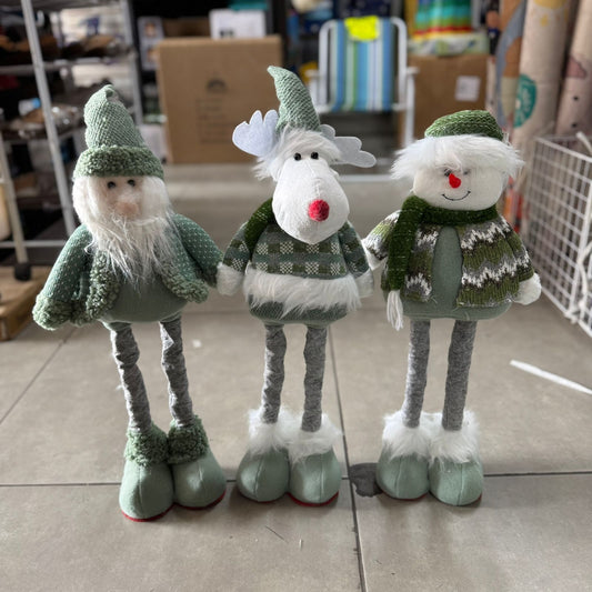 Muñeco de navidad patilarga 40-60cm hombre de nieve papa Noel y reno s/luces MRQR25-50