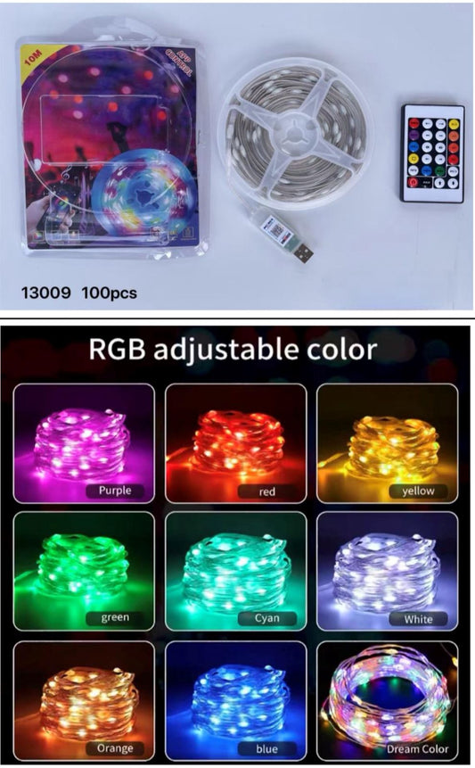 Tira de luces Smart 10 metros con control y aplicativo RGB navideño SN13009