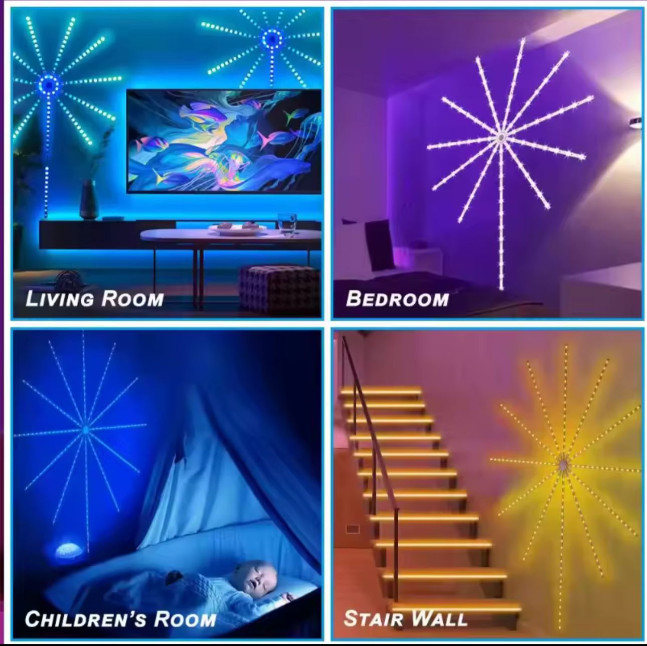 Cinta led con diseño fuego artificial Autoadhesivo con aplicativo y control SN13008