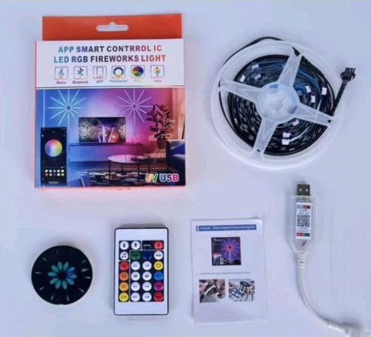 Cinta led con diseño fuego artificial Autoadhesivo con aplicativo y control SN13008