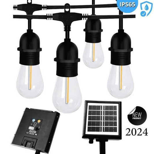 Guirnalda decorativa con panel solar 10 metros 20 focos color dorado SNSD12146