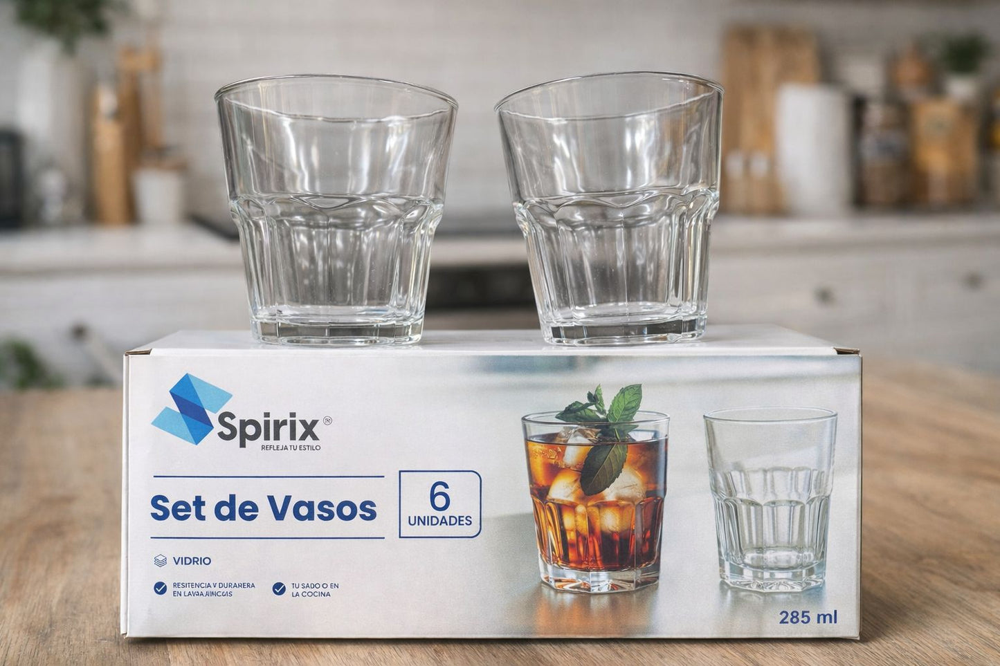 SET DE VASOSx6 GRUESOS 285ML ALTURA 9.6CM DIÁMETRO 8.7CM FY-2609