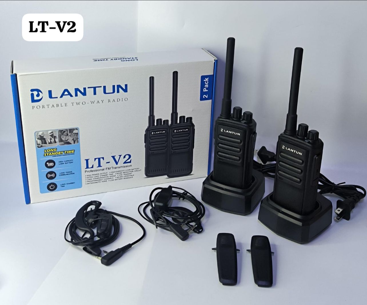 Radio de comunicación walkie talkie LANTUN LT-V2 (2 Radios) Alcance promedio 6Km