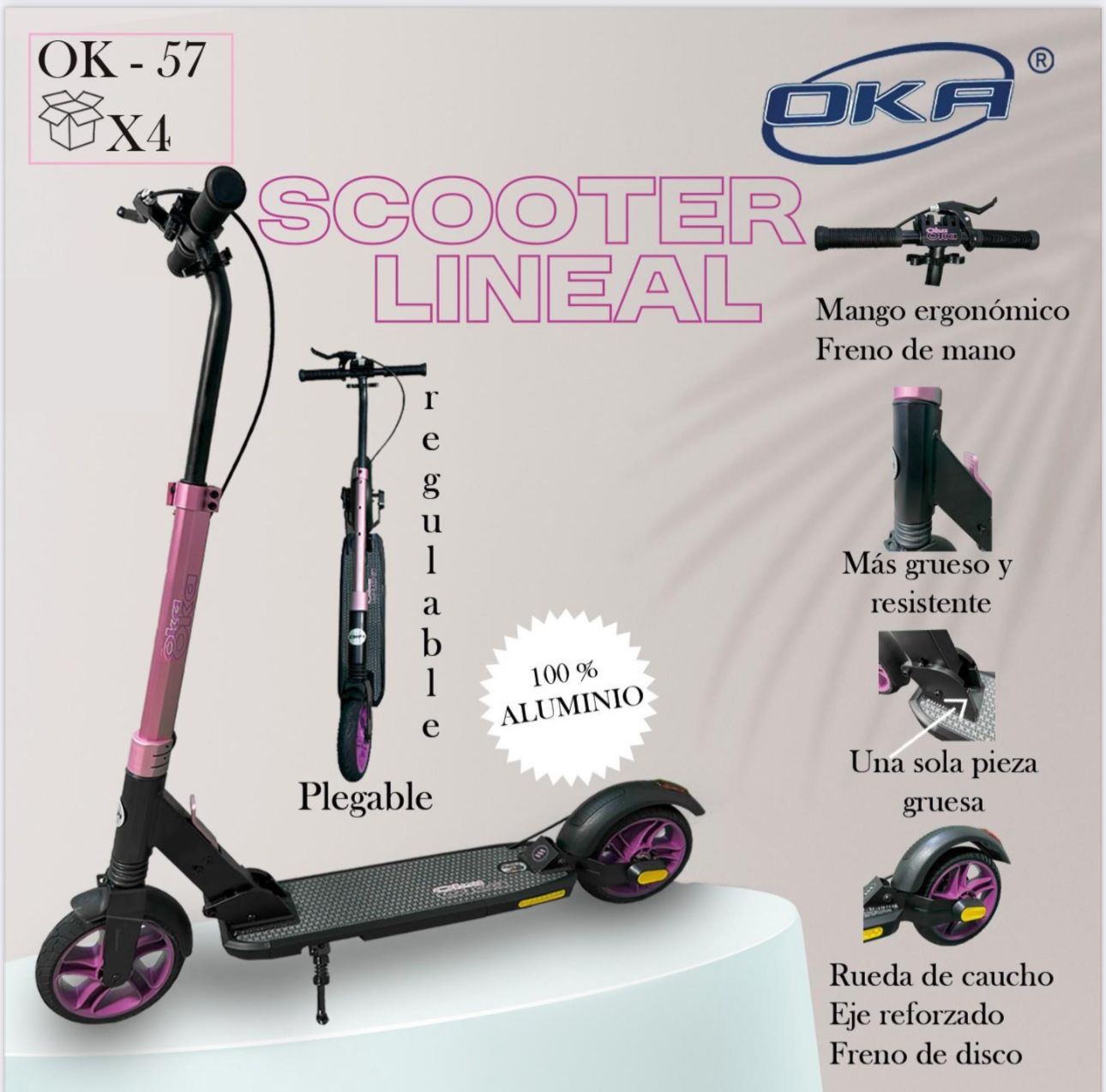 Scooter juvenil Lineal plegable de aluminio OK-57