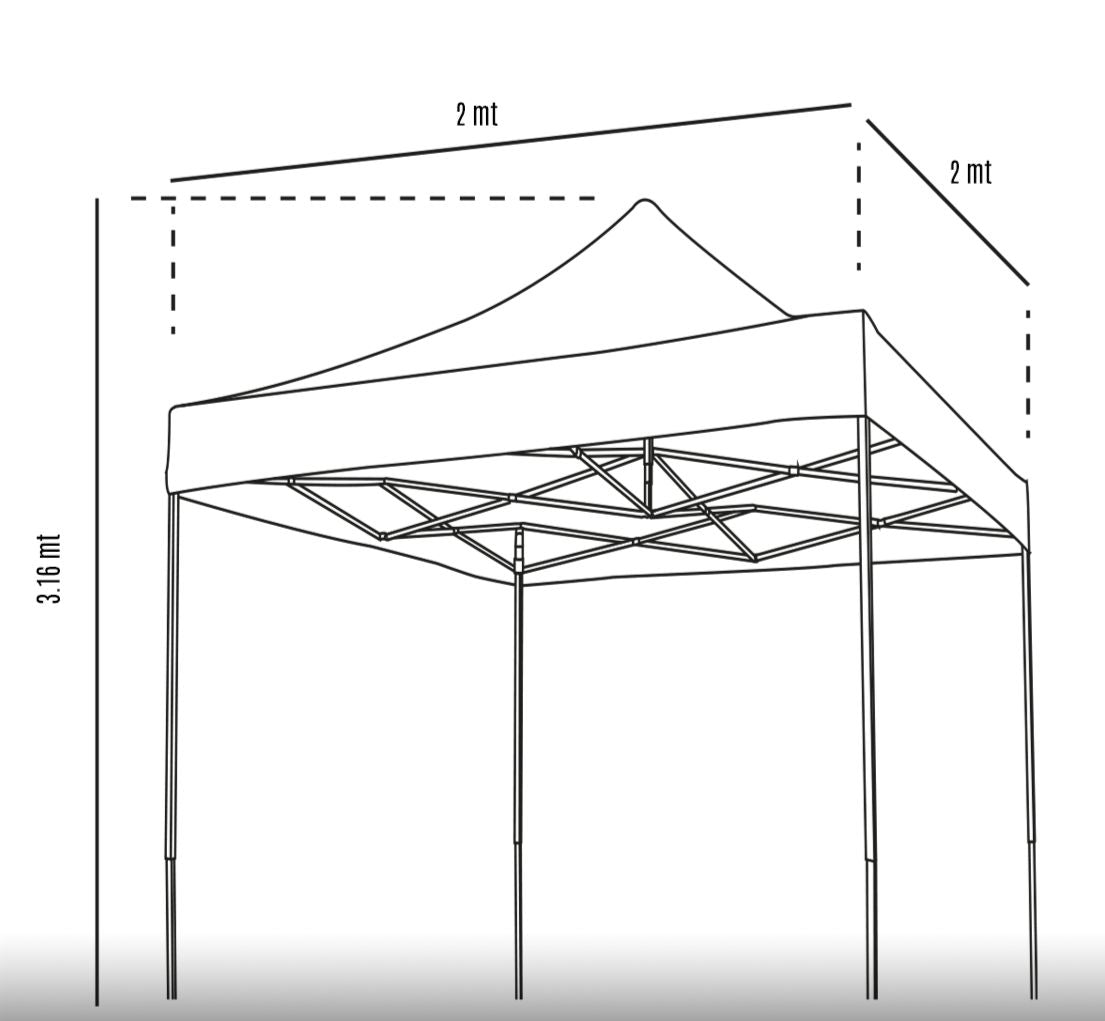 Carpa toldo plegable retráctil 2m x 2m metal galvanizado