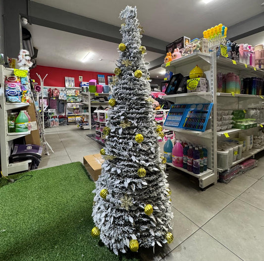 Árbol auto armable de navidad listo para usar con efecto nieve 2.10m