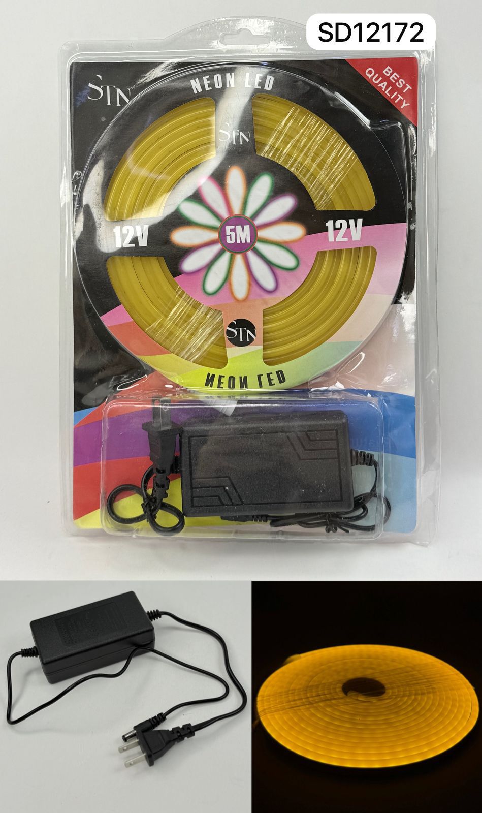 Manguera led neón 5 metros fuente 12V flexible ancho 11mm espesor 6mm colores varios SNSD1217X