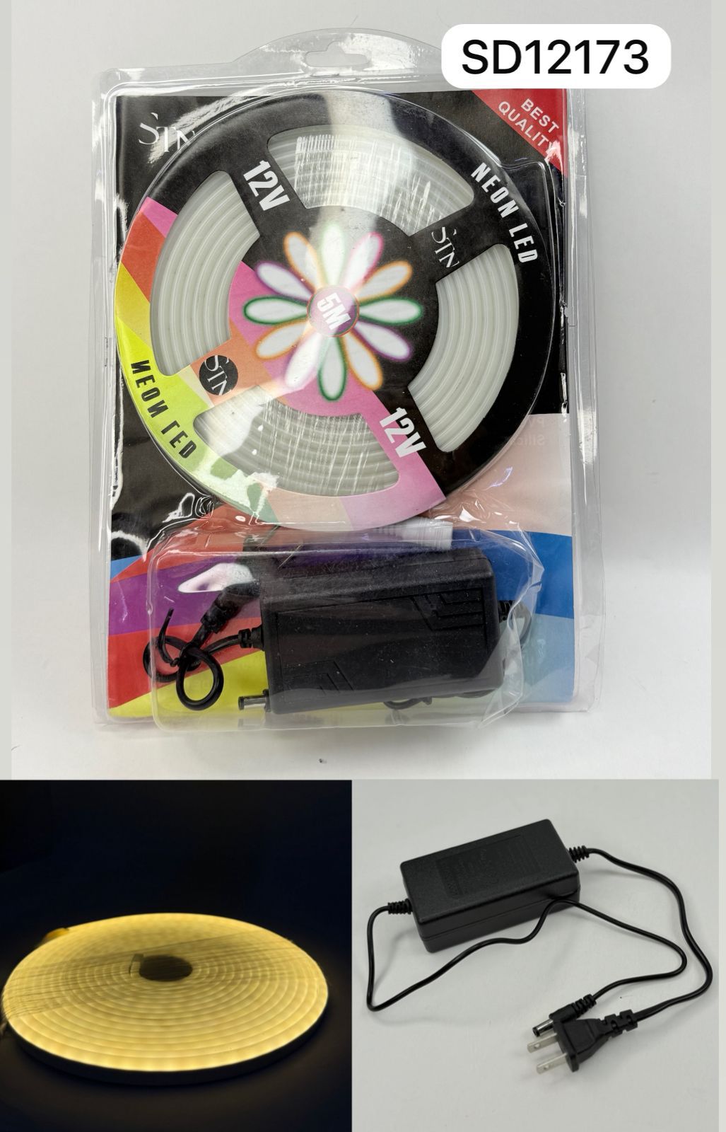 Manguera led neón 5 metros fuente 12V flexible ancho 11mm espesor 6mm colores varios SNSD1217X
