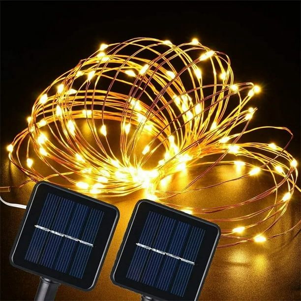 Luz Hada alambre con panel solar 10 metros lineal color dorado CLSD12034
