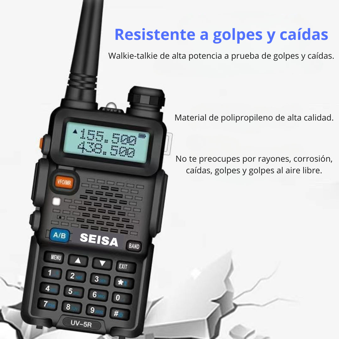 Radio de comunicación walkie talkie SEISA modelo ST-UV5R Power 8W Alcance Promedio 10 km (2 radios)