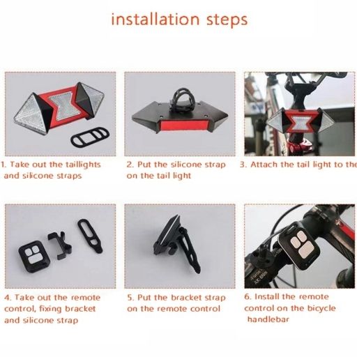Luz Led trasera señal de giro para bicicleta