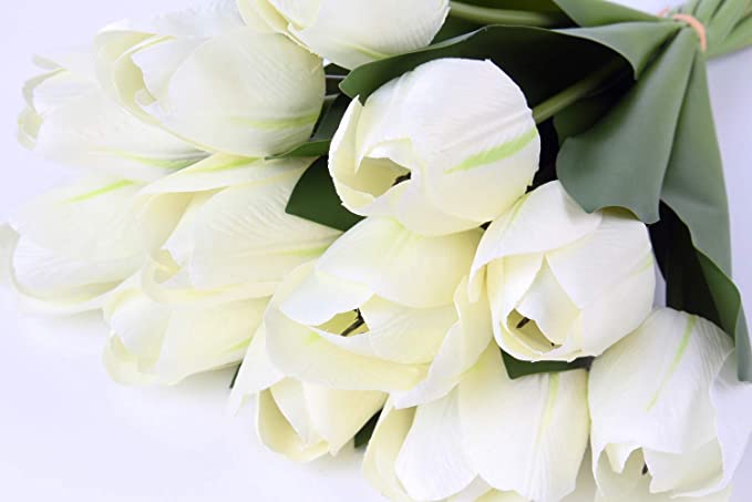 Ramo de 12 tulipanes artificiales realistas 42cm