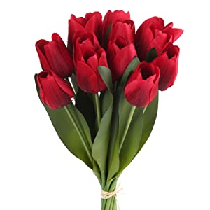 Ramo de 12 tulipanes artificiales realistas 42cm