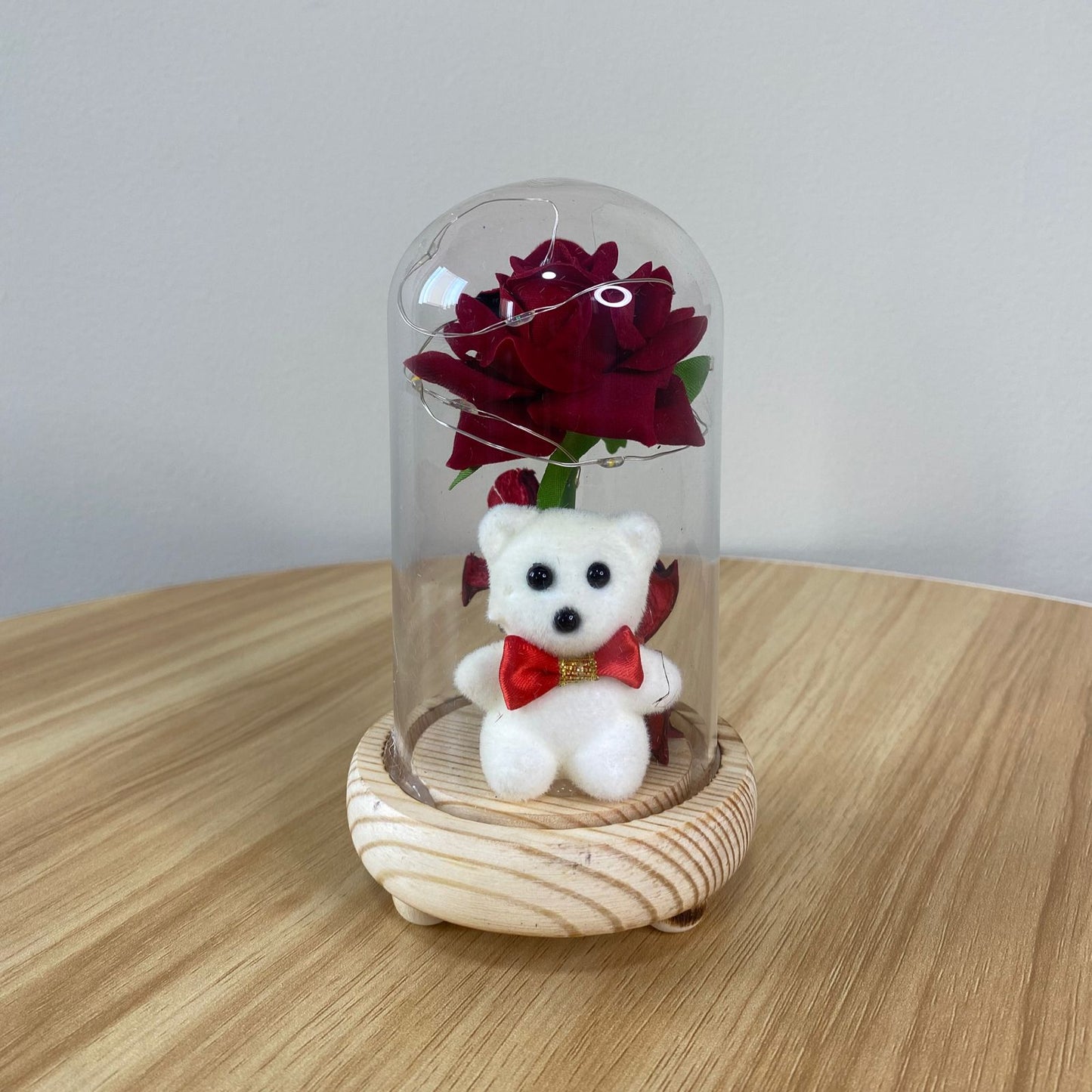 Rosa eterna en cúpula de cristal con luz LED 16cm