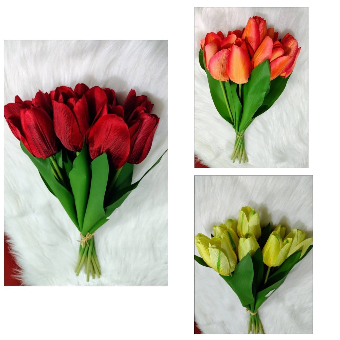 Ramo de 12 tulipanes artificiales realistas 42cm
