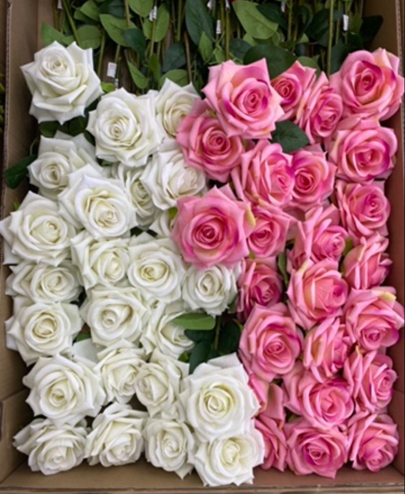 Rosa artificial tacto real con tallo 54cm