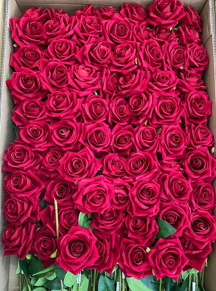 Rosa artificial tacto real con tallo 54cm