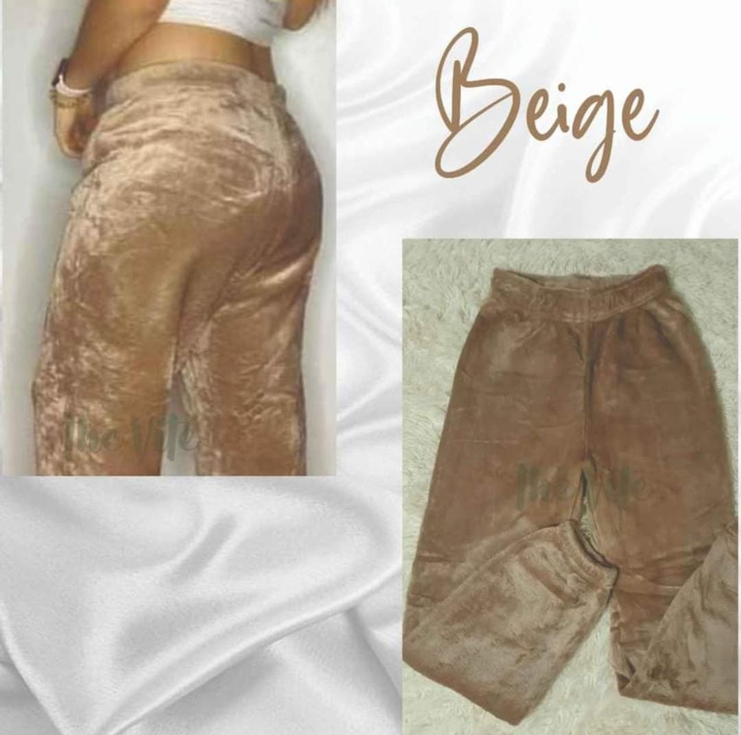 Pantalon tipo jogger plush piel de conejo importado