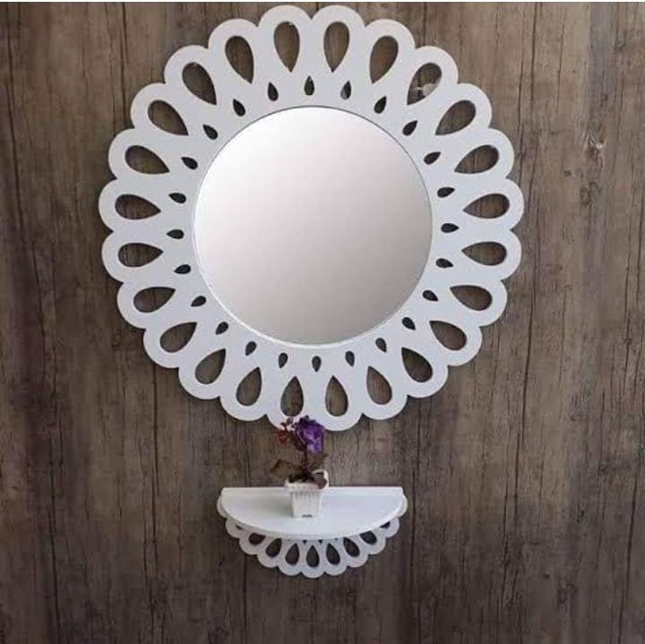 Espejo Circular blanco con diseño