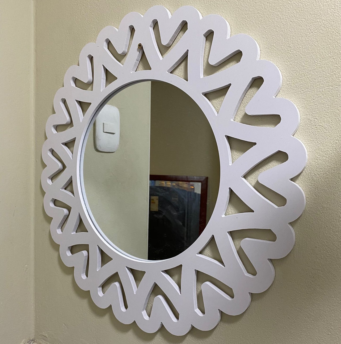 Espejo Circular blanco con diseño