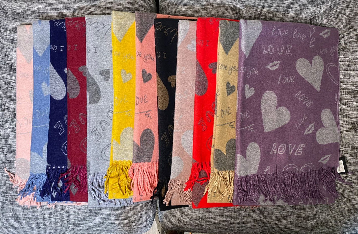 Bufanda Pashmina PREMIUM cachemire importado CORAZONES