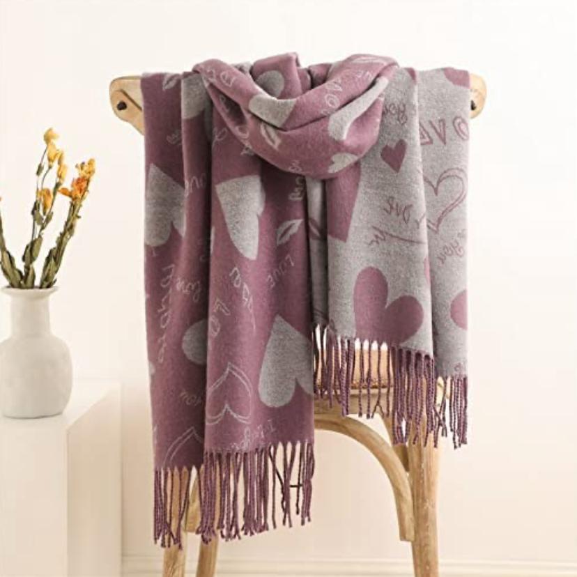 Bufanda Pashmina PREMIUM cachemire importado CORAZONES