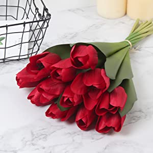 Ramo de 12 tulipanes artificiales realistas 42cm