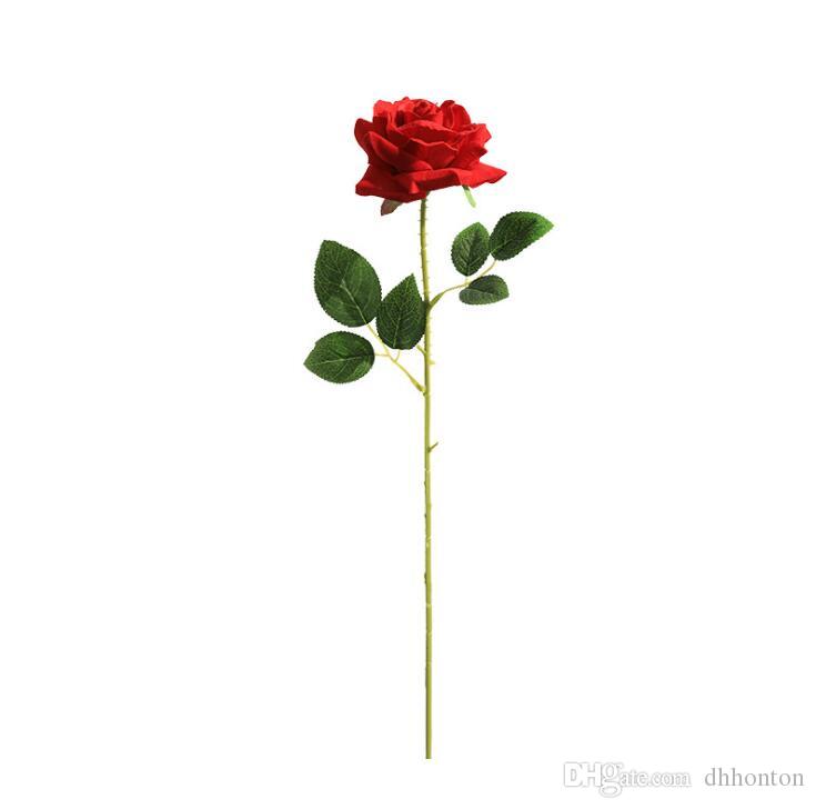 Rosa artificial tacto real con tallo 54cm