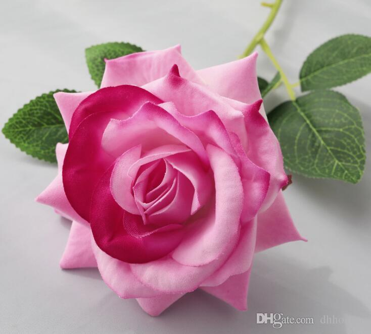 Rosa artificial tacto real con tallo 54cm