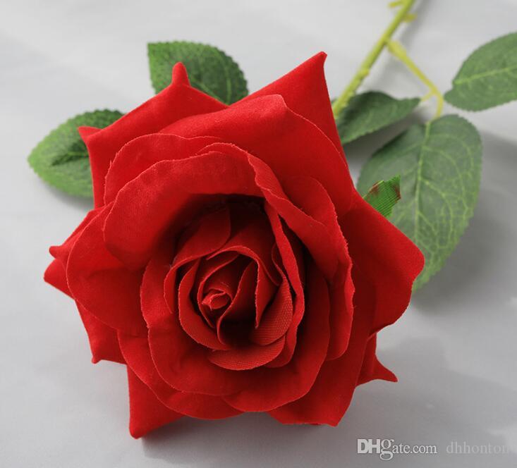 Rosa artificial tacto real con tallo 54cm