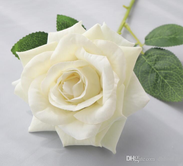 Rosa artificial tacto real con tallo 54cm