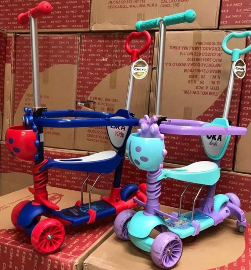Scooter cinco en uno con guiador musical y luces OKA CU-531