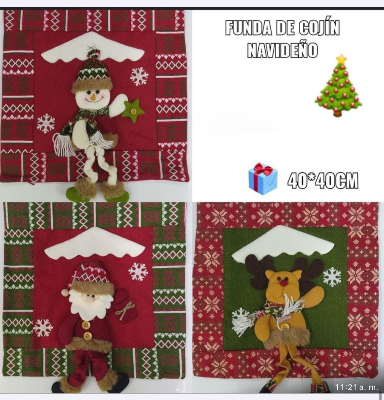 Funda de cojin navideño 3D almohada decorativa almohada 40x40Cm