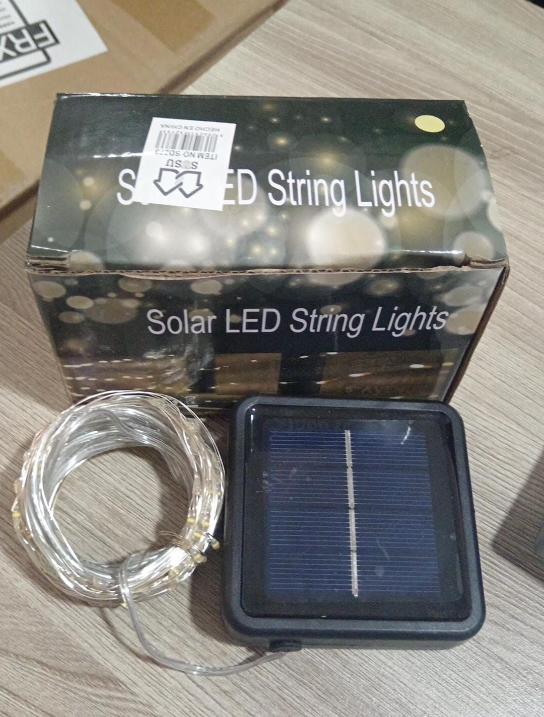 Tira Luz led con panel solar tipo alambre Para decoraciones Navidad Cálida dorado