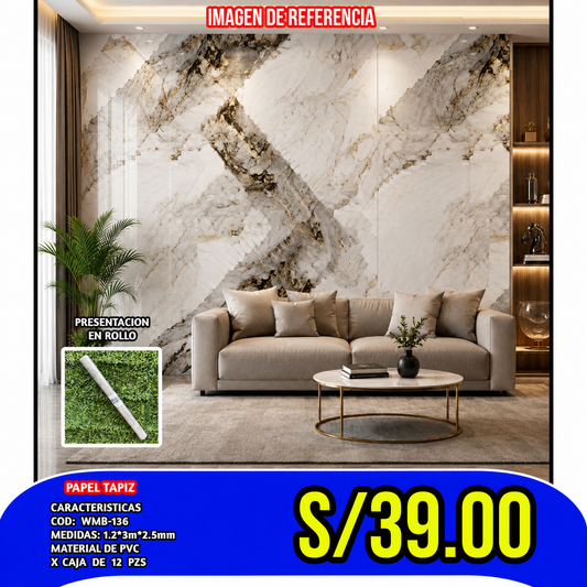 PEGATINA DECORATIVA AUTOADHESIVA COD:WMB-136  GROSOR 2.0MM MEDIDA 120x300CM
