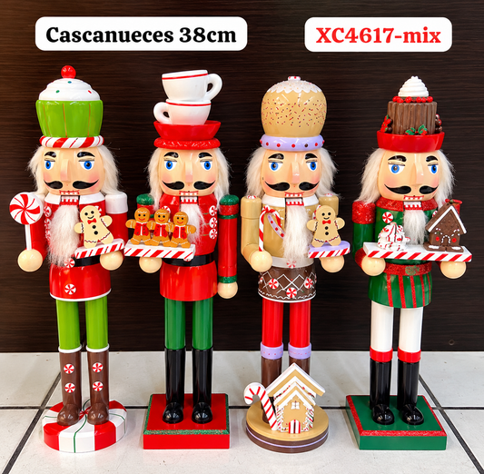 Cascanueces soldados de madera Altura 38CM decoración de navidad CL_XC4617-MIX