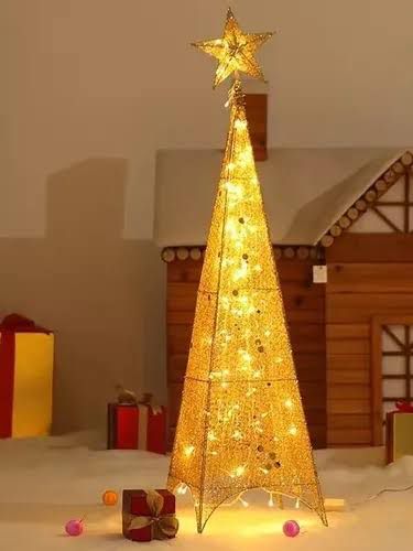 Árbol navidad navideño Tipo pirámide navideño con luces led metal 2.10m